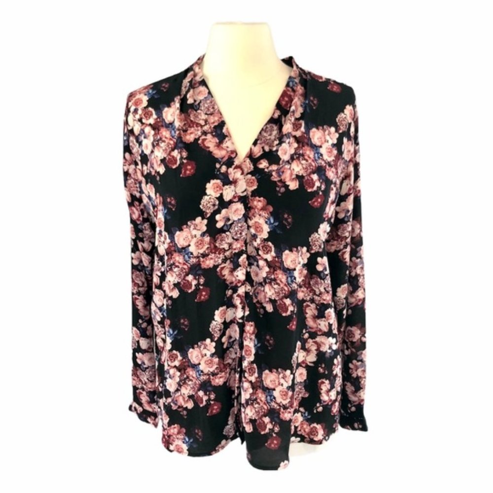 Haggar Pink Floral Long Sleeve Blouse